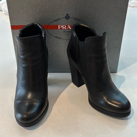 Prada Nappa Leather Black Boot Sz 37.5 - Picture 1 of 13